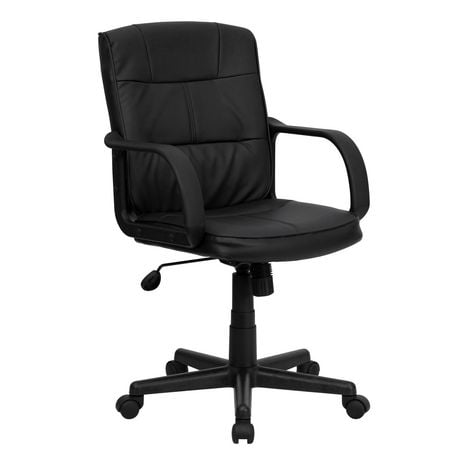 Flash Furniture Mid-Back Black Leather Swivel Task Chair with Arms ...