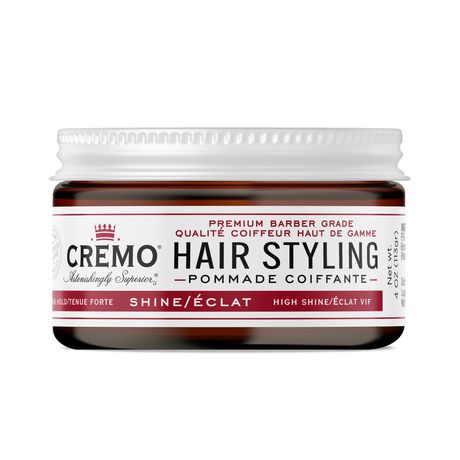 Cremo Premium Barber Grade Hair Styling Shine Pomade, High Hold, High Shine