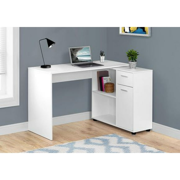 Monarch Specialties Computer Desk, Home Office, Corner, Storage Drawers, 46"l, L Shape, Work, Laptop, Laminate, White, Contemporary, Modern