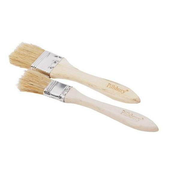 PILLSBURY Basting Brush, 2 pack 1 and 1.5 inch brush width, Natural Boar’s hair, Wood handle, Comfortable grip, PILLSBURY Basting Brush, 2 pack