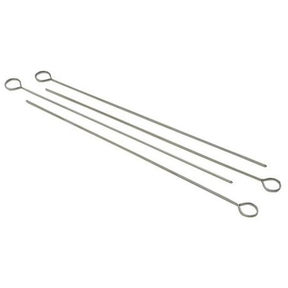 MAINSTAYS Metal Skewers 12-inch, Set of 4, Reusable Eco-alternative to Disposables, Chrome-plated, Sharp Ends to Thread, Long and Sturdy, Flat Sided Design, 12" Grilling metal skewers set