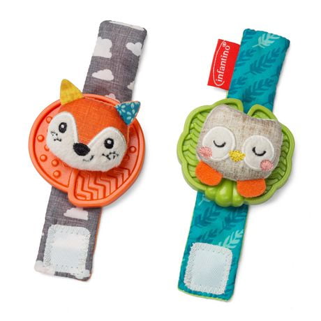 Infantino Wrist Rattles, Owl and Fox, All Ages