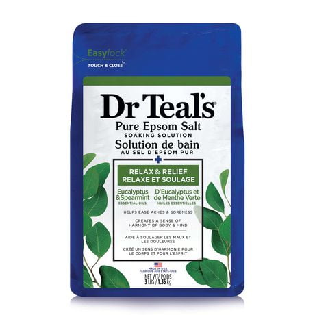 Dr. Teal's Pure Epsom Salt with Eucalyptus & Spearmint, 1.36kg/3lbs