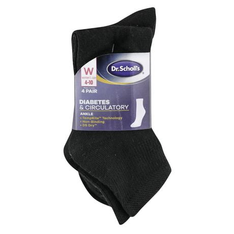 Dr.Scholl's Women's Diabetes And Circulatory Ankle Socks, 4 Pairs, Sizes: 4-10