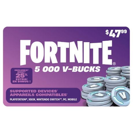 Fortnite 5,000 V-Bucks $47.99 eCard CA Only (Digital Code)