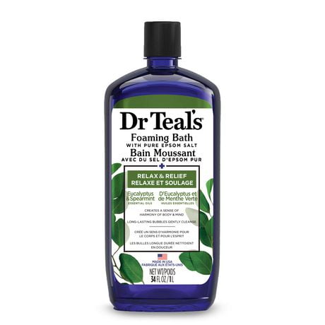 Dr. Teal's Pure Epsom Salt Eucalyptus & Spearmint Foaming Bath, 1000 mL