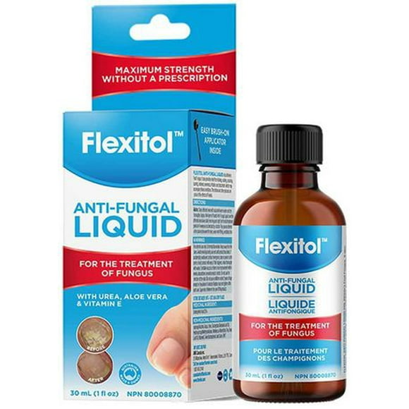 Flexitol Liquide antifongique | Résistance maximale | Traite les infections fongiques topiques | Contient de l'urée, de l'aloès, de la vitamine E, de l'arbre à thé et d'eucalyptus 30 ml (1 fois liquide)