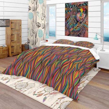 Designart Gorgeous Wave Bohemian Eclectic Duvet Cover Set