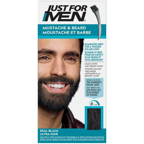 Just For Men Mustache & Beard M-55 Real Black Brush-In Colour Gel, 1 Piece