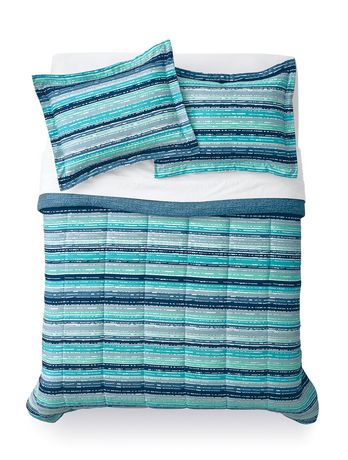 Mainstays Turquoise Stripe Comforter Set | Walmart Canada