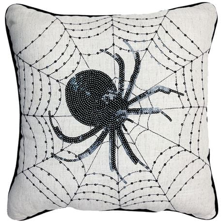 hometrends Halloween Sequin Spider Decorative Pillow