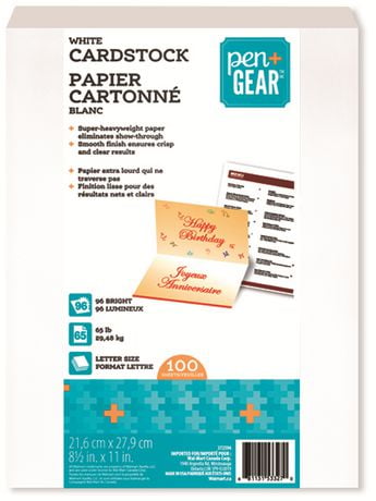 PEN+GEAR White Cardstock, 8.5" x 11", 65 Lb, 100 Sheets - Walmart.ca