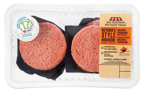 Your Fresh Market Bacon & Cheddar Beef Burgers | Walmart Canada