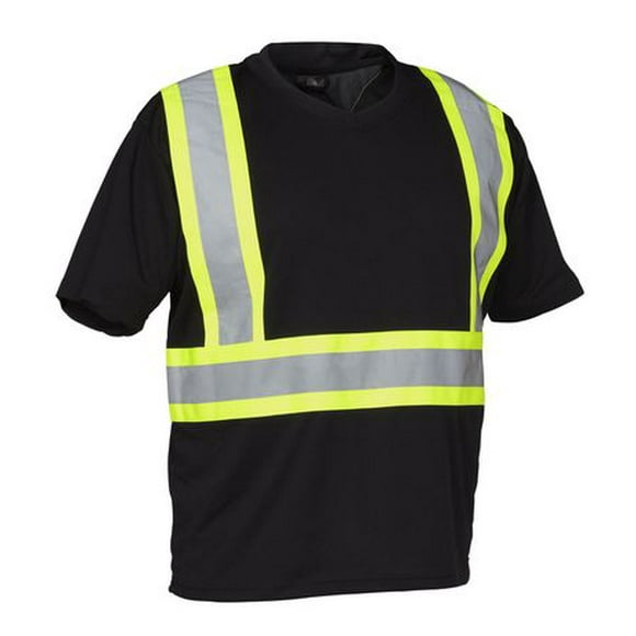 Forcefield Hi Vis V-Neck Short Sleeve Safety Tee Shirt, Size: M
