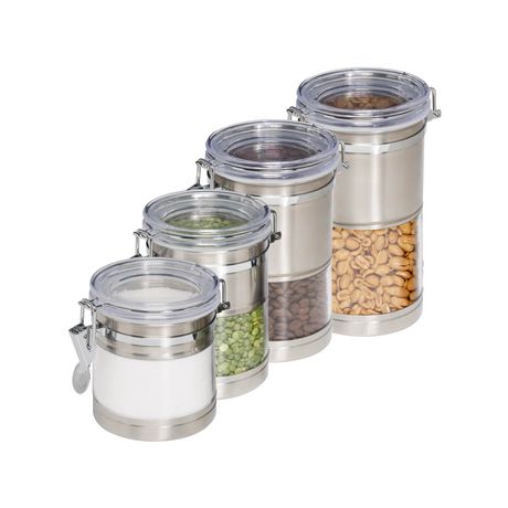 Honey-Can-Do 4-Pack Stainless & Acrylic Kitchen Canisters | Walmart Canada