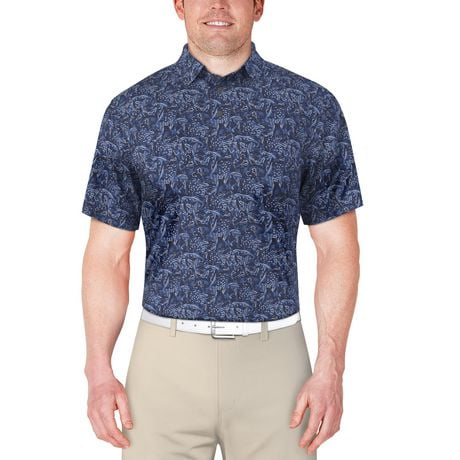 Ben Hogan Men’s Linear Fish Print Short Sleeve Golf Polo, Ben Hogan Men's Golf Polo