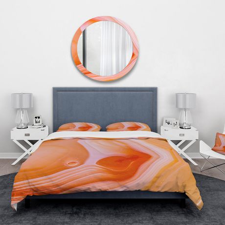 Designart Mineral Orange Agate Mid-Century Modern Duvet Cover Set ...