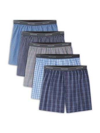 Fruit of the Loom Men's Prints & Stripes Boxer Shorts, 5-Pack, Sizes: S ...