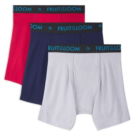 Fruit of the Loom Men's Breathable Cotton Micro-Mesh Boxer Brief, 3-pack, Size S-XL