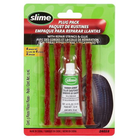 Slime Tire Repair Plugs with Glue, 6 pieces