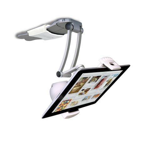 Support 2-en-1 pour installation dans une cuisine de CTA Digital avec haut-parleur Bluetooth pour iPad et tablettes