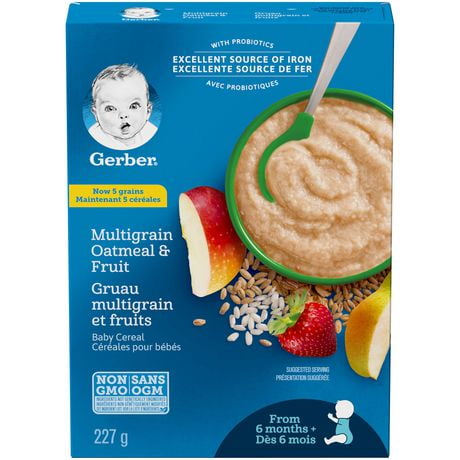 Céréales pour bébés GERBER® Étape 2 Avoine et multigrains avec fruits 227 g 227 GR