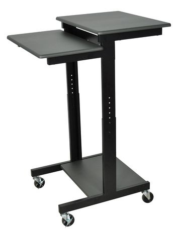 Luxor 3 Shelf Adjustable Height Computer Workstation- Gray