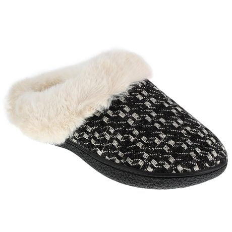 Isotoner® Women's Stacey Cozy Plaid Hoodback Slippers with Plush Faux Fur