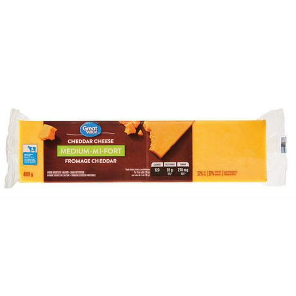 Fromage cheddar mi-fort Great Value 400g