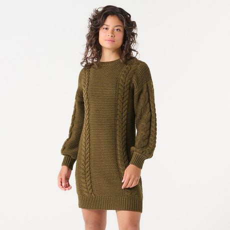 DV CABLE  SLV SWEATER DRESS