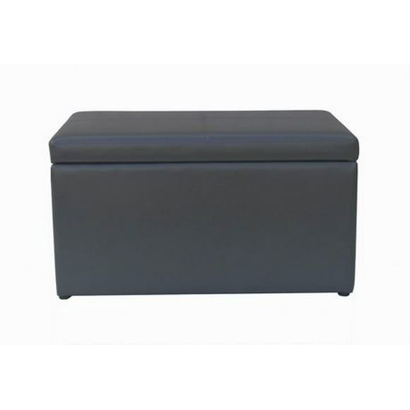 MAINSTAYS Grey Faux Leather Hinged  Storage Ottoman