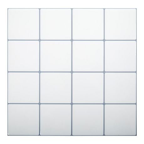 Truu Design, White Square Self-Adhesive Peel and Stick Self-Adhesive Peel and Stick Wall Tiles