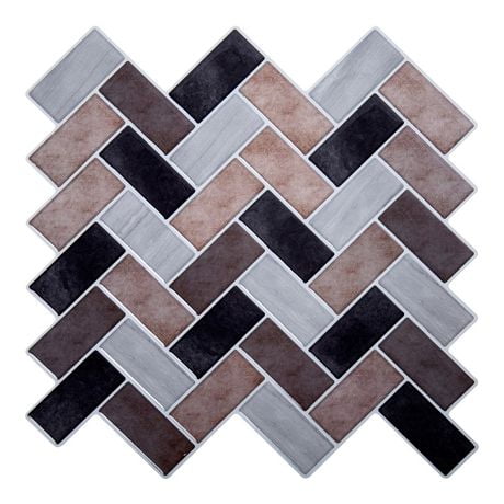 Truu Design Self-Adhesive Peel and Stick Herringbone Backsplash Wall Tiles