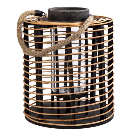 Truu Design, Cylindrical Rattan and Wooden Lantern