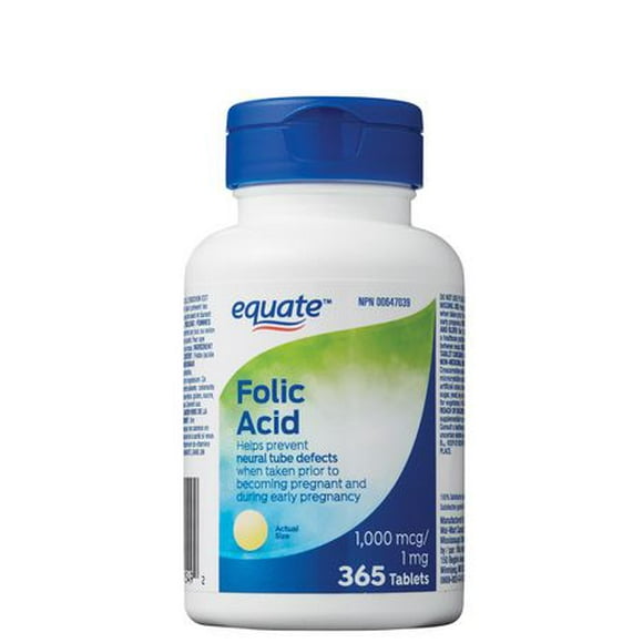 Acide folique Equate, 1 mg 365 comprimés