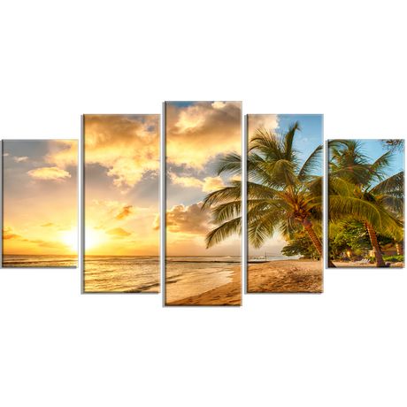 Design Art Gorgeous Beach of Island Barbados Modern Seascape Canvas ...
