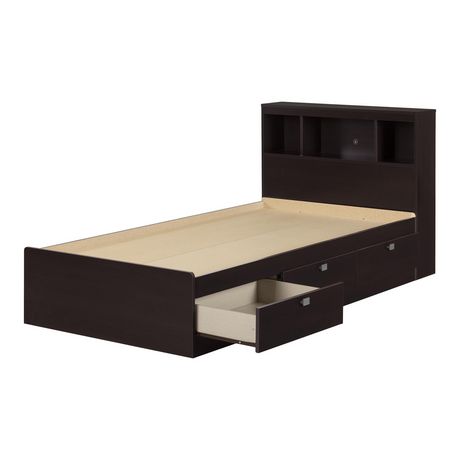 South Shore Spark Twin Storage Bed and Bookcase Headboard ...