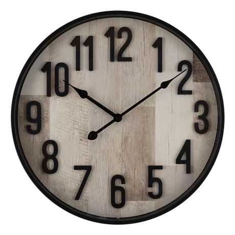 Home Trends 16" Gray Washed Wall Clock, 16" Diameter Wall Clock