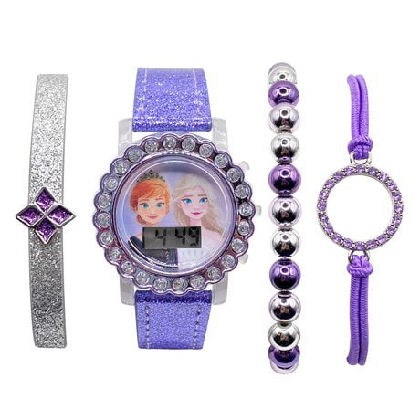 Ensemble de montres ACL avec cadran clignotant et bracelet Reine des neiges  pour enfants