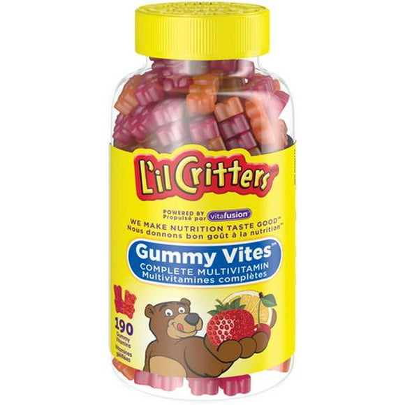 Vitamines gelifiées L'il Critters Multivitamines complètes GummyVites 190 gélifiés, saveur naturelle