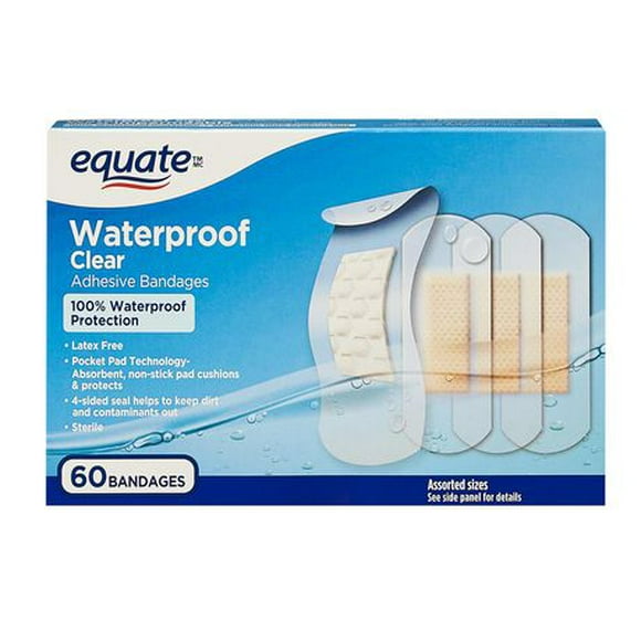 Equate Waterproof Clear Adhesive Bandages, 60 bandages