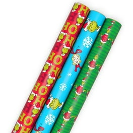 Paquet de papier d'emballage Hallmark de Noël, avec lignes de découpage au  verso – Le Grinch – Dr. Seuss 