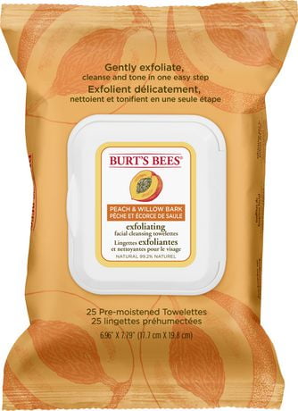 bees burt towelettes exfoliating bark willow cleansing peach count facial zoom
