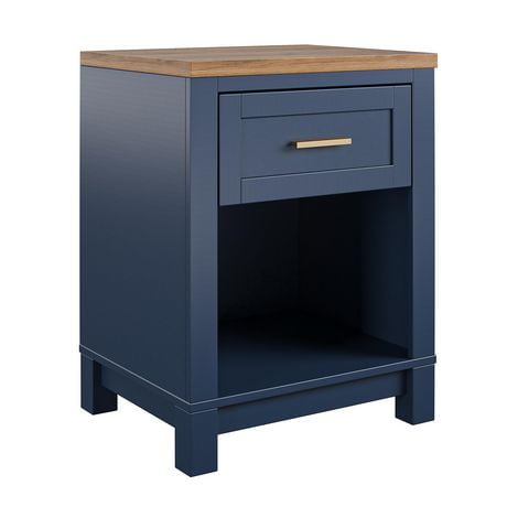 Table de chevet Armada d’Ameriwood Home, bleu marine et plateau en noyer