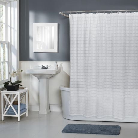 Cameron Fringe Cotton Fabric Shower Curtain, Fabric shower curtain