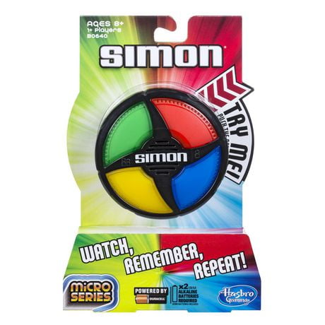 Simon Micro Series Electronic Game, Classic Simon Gameplay in a Compact Size, Fun Party Game for Kids Ages 8+ - English Edition