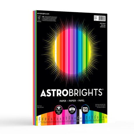 Papier assorti 25 couleurs Astrobrights «Spectrum» 8.5"x11", 24 lb, 150 feuilles