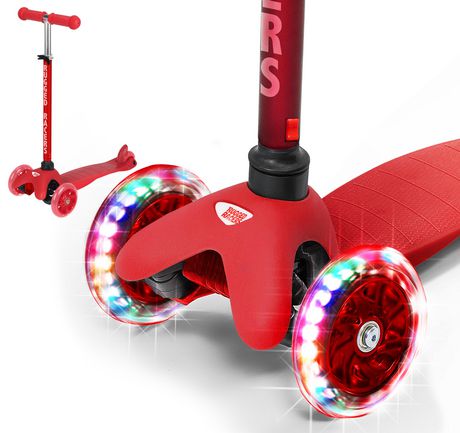 Rugged Racer Mini Deluxe 3 Wheel Kick Scooter with Led and Adjustable
