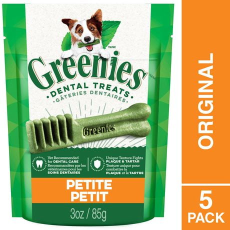 Gâteries dentaires naturelles pour chiens adultes Greenies Original PETIT format 5-45 Gâteries