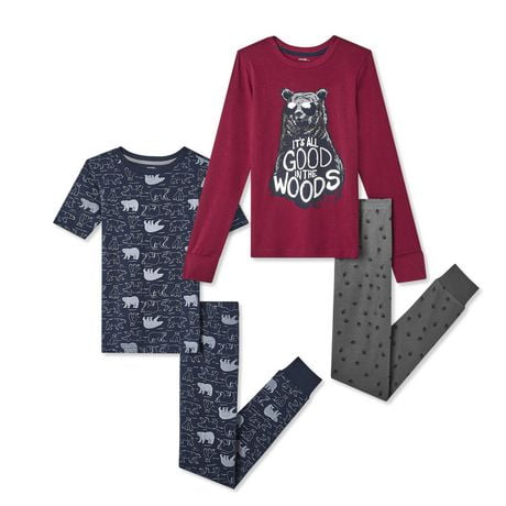 George Boys' 4-Piece Ribbed Pajama Set | Walmart Canada